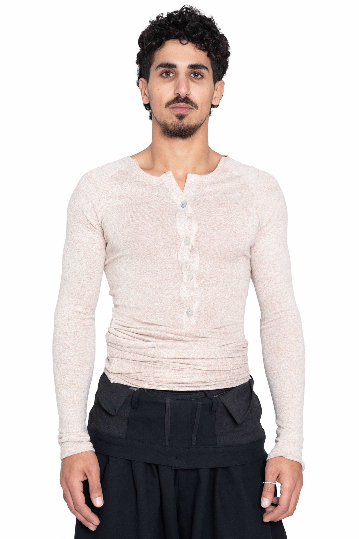 Bahhar Beige Buttoned Top