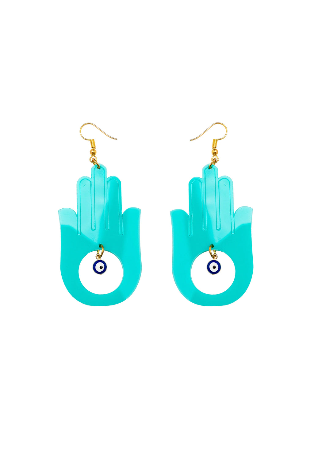 Blue Khamsa Protection Earrings