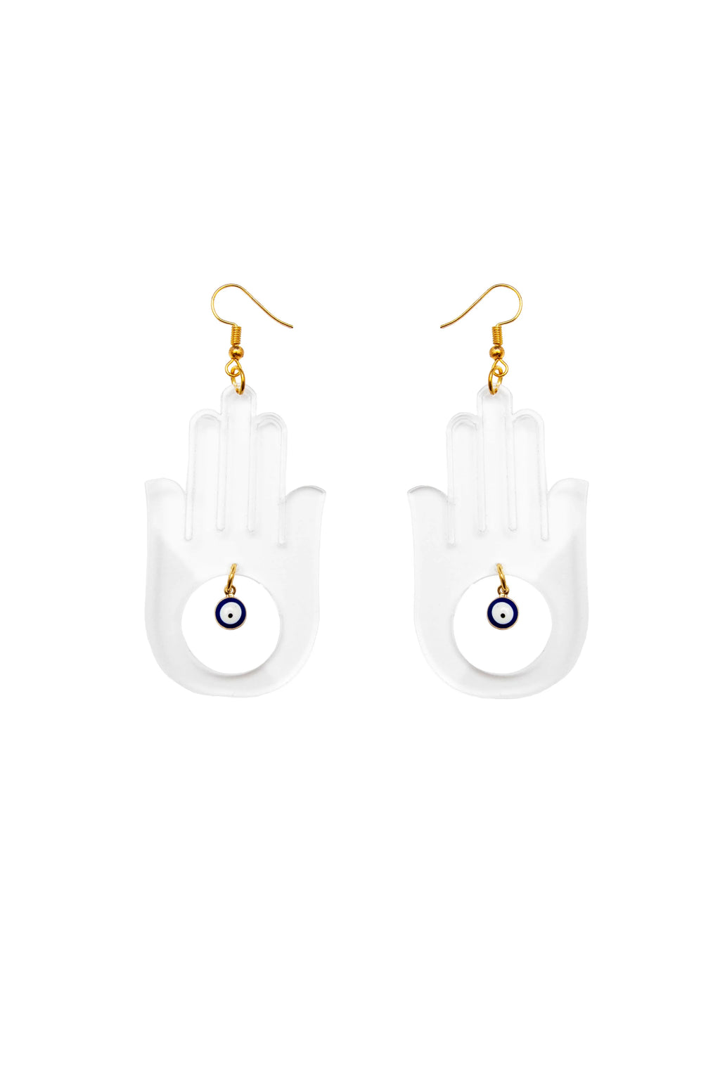Clear Khamsa Protection Earrings