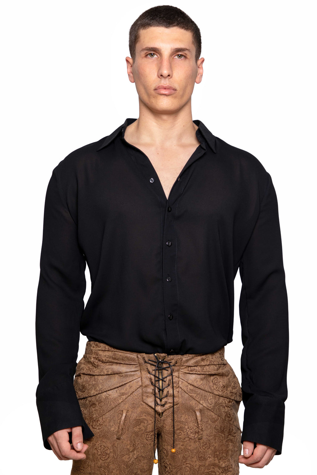 Wael Black Chiffon Shirt